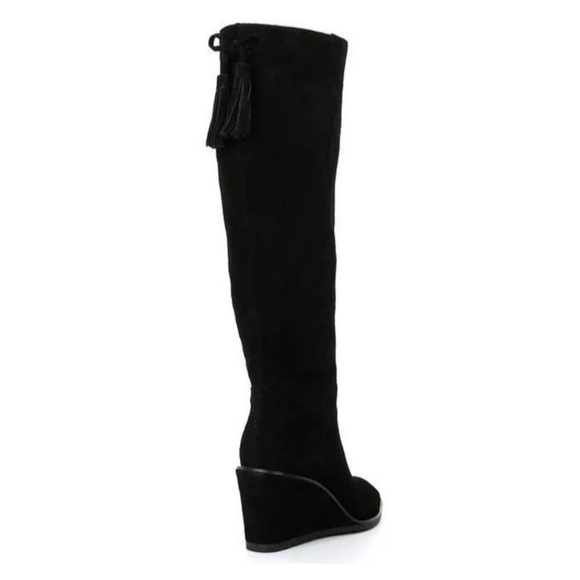 Antonio Melani Maesyn Blaxk Suede Wedge Tall Boots - Picture 2 of 16
